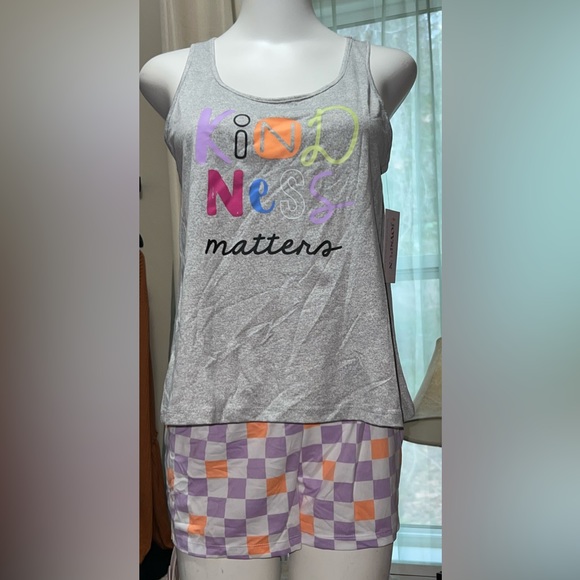 NWT Kindness Matters Tank top & Shorts PJ set tagless - Picture 3 of 4